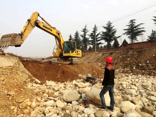 澄合分公司草堂寺健康養老示范項目紫溝河防洪工程正式破土動工