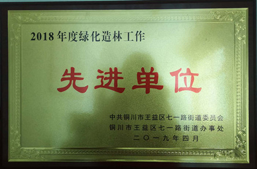 陜煤建設機電安裝公司：喜獲銅川市七一地區“綠化造林”先進單位